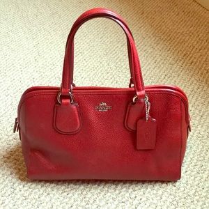 Coach Red Pebble Leather Satchel